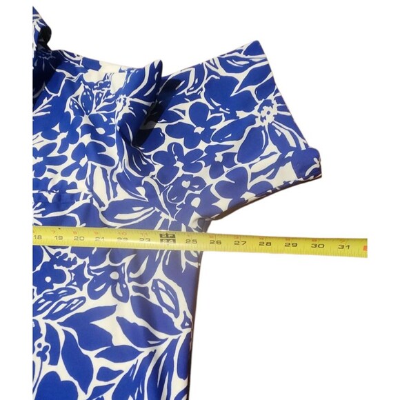 VTG Hawaii Nei Honolulu Hawaiian Floral Camp Blue White Shirt 60s 70s Appx Large - Picture 6 of 8